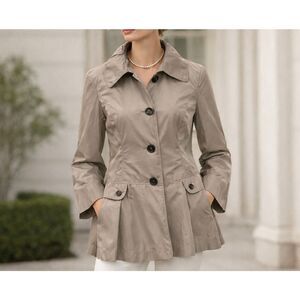 Weekend Max Mara Trench Coat Taupe Lightweight Raincoat A-Line Button Front